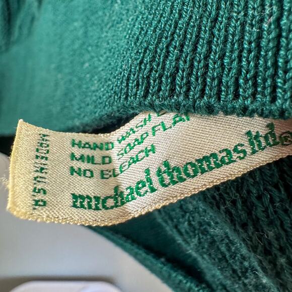 90s Michael Thomas Ltd Teal Egyptian Nile Cotton Knit Sweater Vest Made in USA - Picture 4 of 6